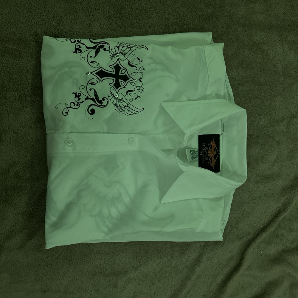 Casual White and Black Button Down Shirt